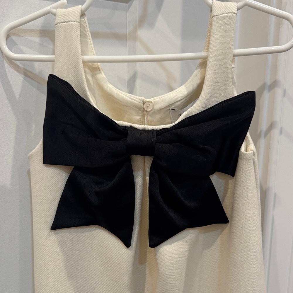Zara Cream Dress with Black Bow for Kids - Picture 2 of 4